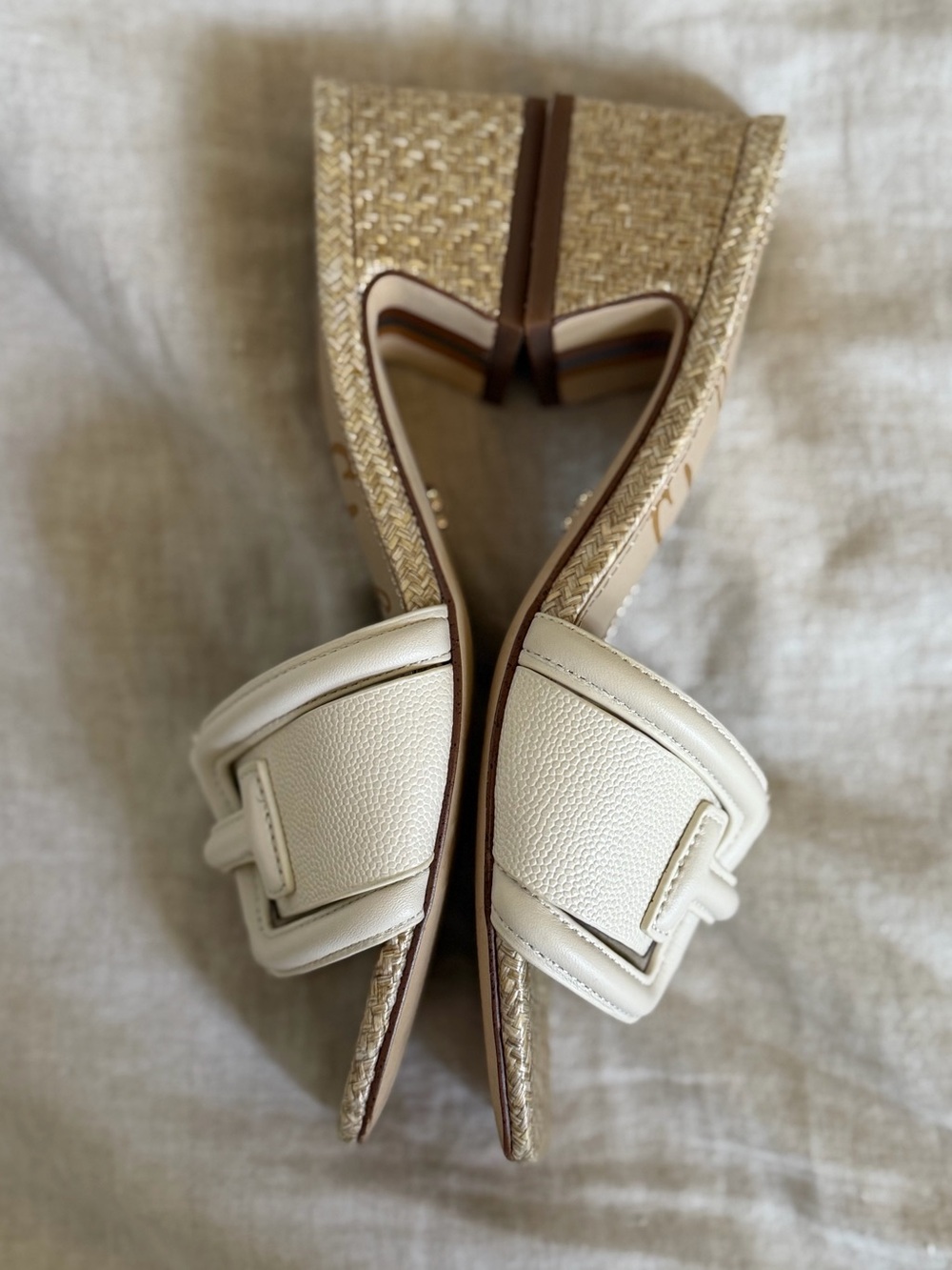 Sam Edelman Cream Open-Toe Slide Sandals - Picture 8 of 10